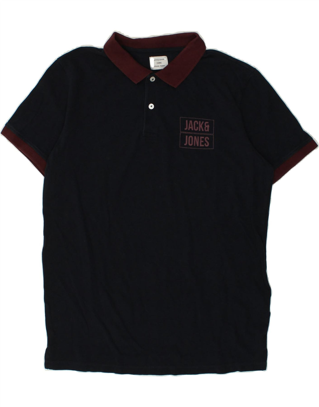 JACK & JONES Mens Polo Shirt Medium Navy Blue Cotton | Vintage Jack & Jones | Thrift | Second-Hand Jack & Jones | Used Clothing | Messina Hembry 