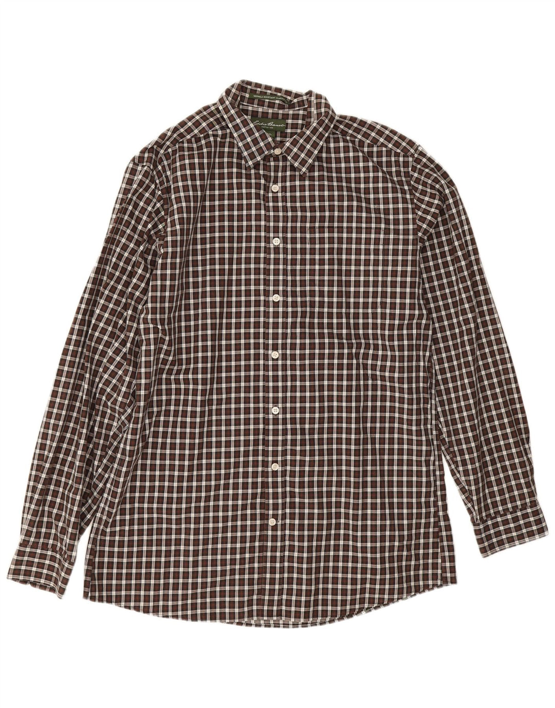 Eddie Bauer Herre høj Classic Fit skjorte Stor brun Gingham Bomuld