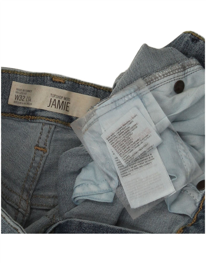 TOPSHOP Dame Jamie Distressed Skinny Jeans W32 L30 Blå Bomuld