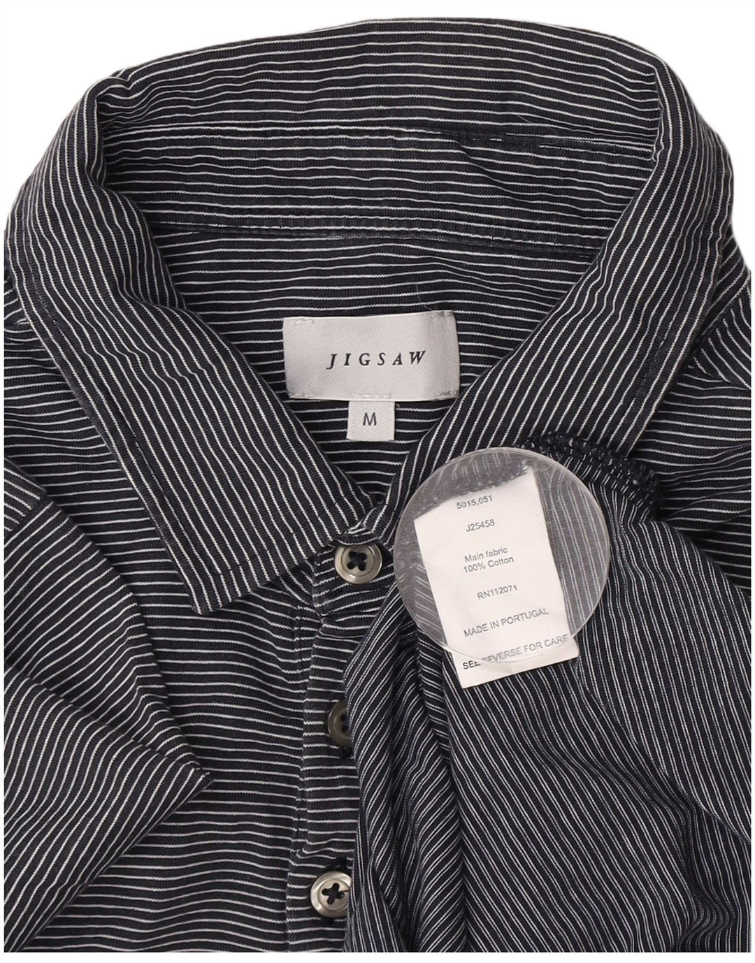 Stiksav herre poloshirt Medium marineblå nålestribet bomuld