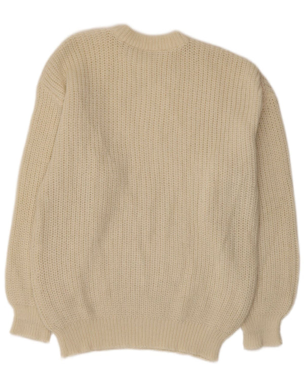 Vintage dame sweater med rund hals DK 16 Stor off white uld