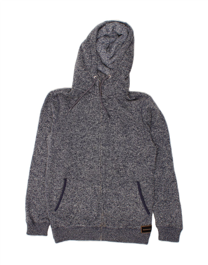 QUIKSILVER Mens Zip Hoodie Sweater Small Navy Blue Flecked Polyester Vintage Quiksilver and Second-Hand Quiksilver from Messina Hembry 