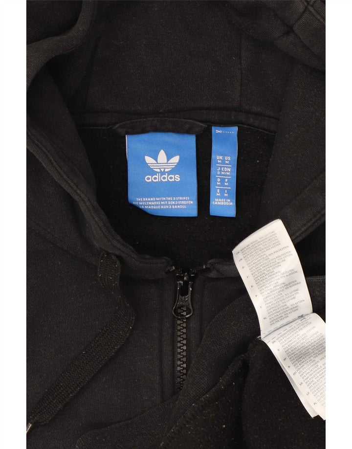 Adidas Tre Stripes grafisk hættetrøje med lynlås til mænd mellem sort bomuld