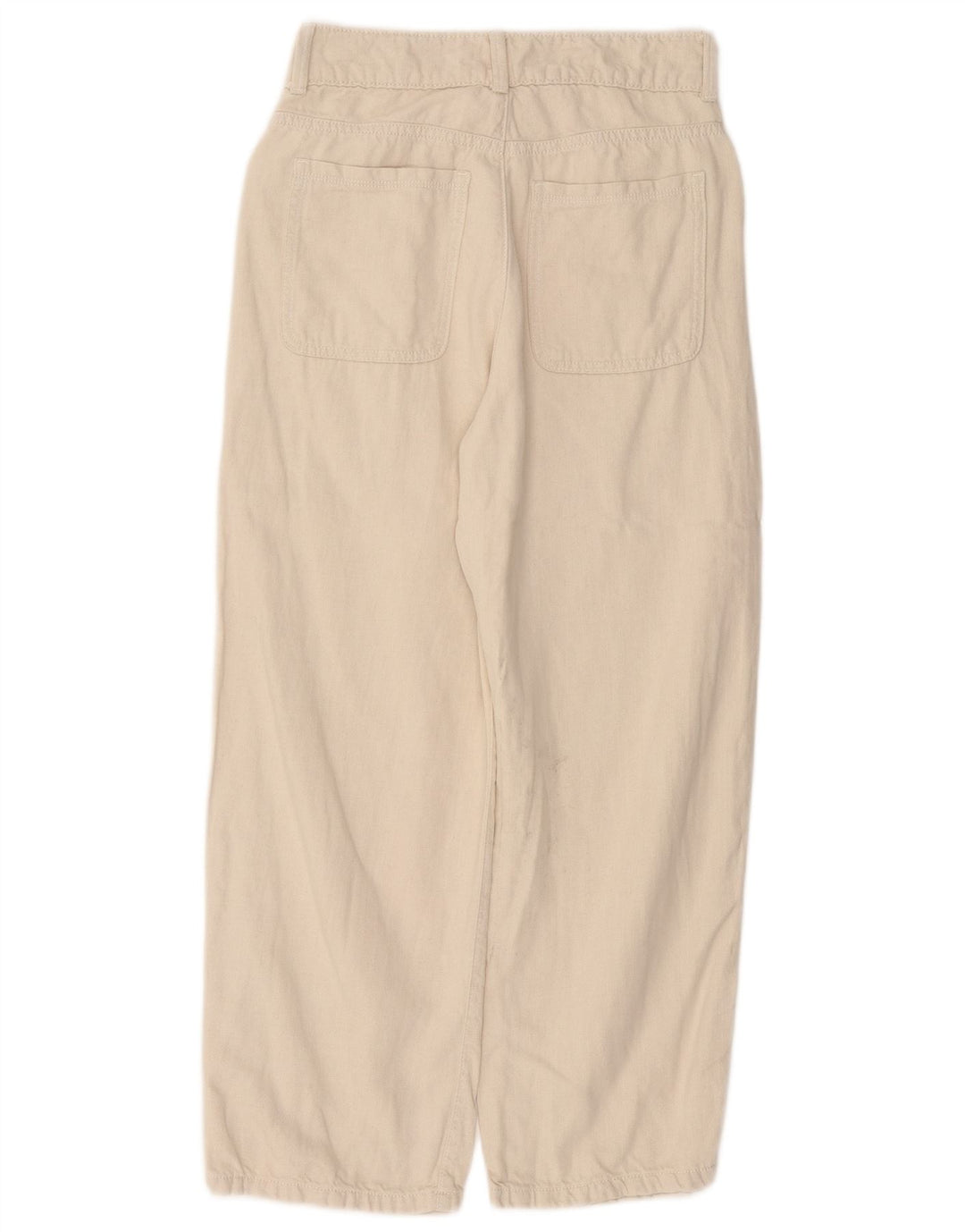 ZARA Kvinder Højtaljede Loose Fit Cropped Trousers EU 36 XS W26 L25 Beige