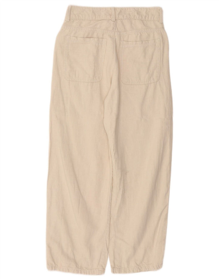 ZARA Kvinder Højtaljede Loose Fit Cropped Trousers EU 36 XS W26 L25 Beige