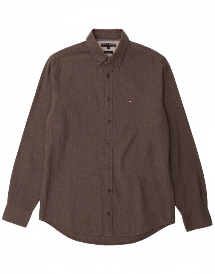 TOMMY HILFIGER Mens New York Fit Shirt Medium Grey Cotton