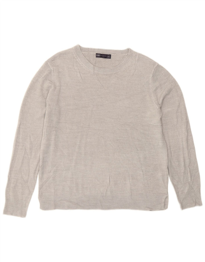 Marks & Spencer Dame sweater med rund hals DK 14 Medium Grå Akryl