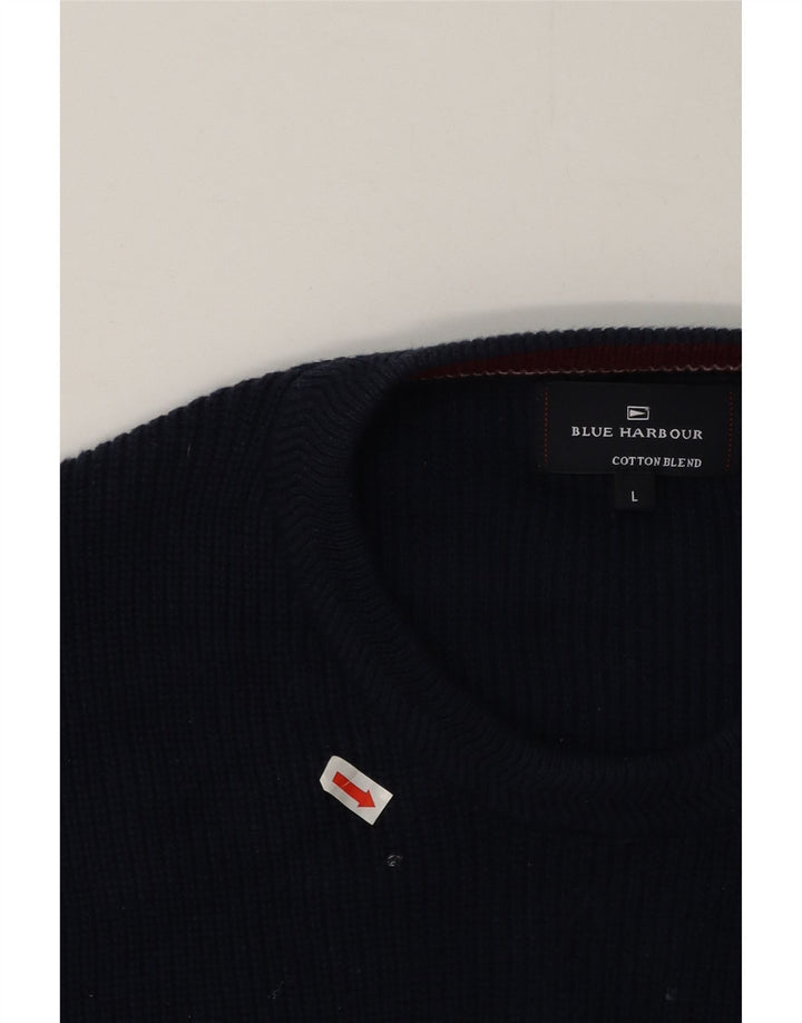 Marks & Spencer Herre Blue Harbor Crew Neck Jumper Sweater Large Navy Blue
