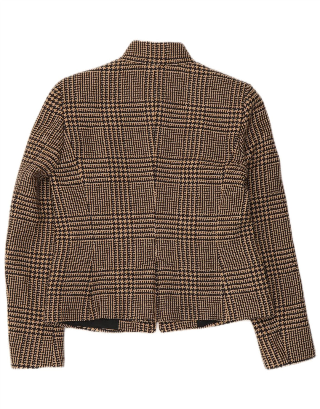 Intrend blazerjakke med fuld lynlås til kvinder UK 12 Medium Brown Houndstooth