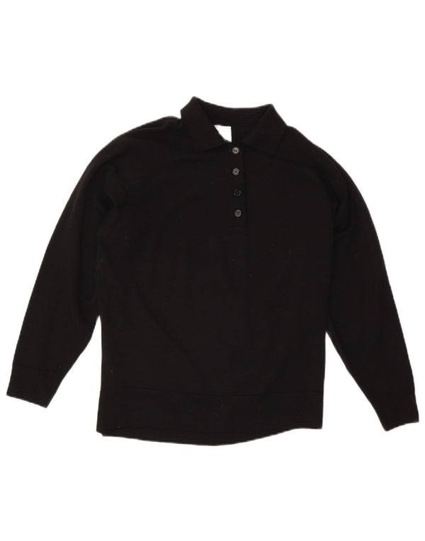 CZARINA Dame Polo Neck Jumper Sweater UK 16 Large Black Wool
