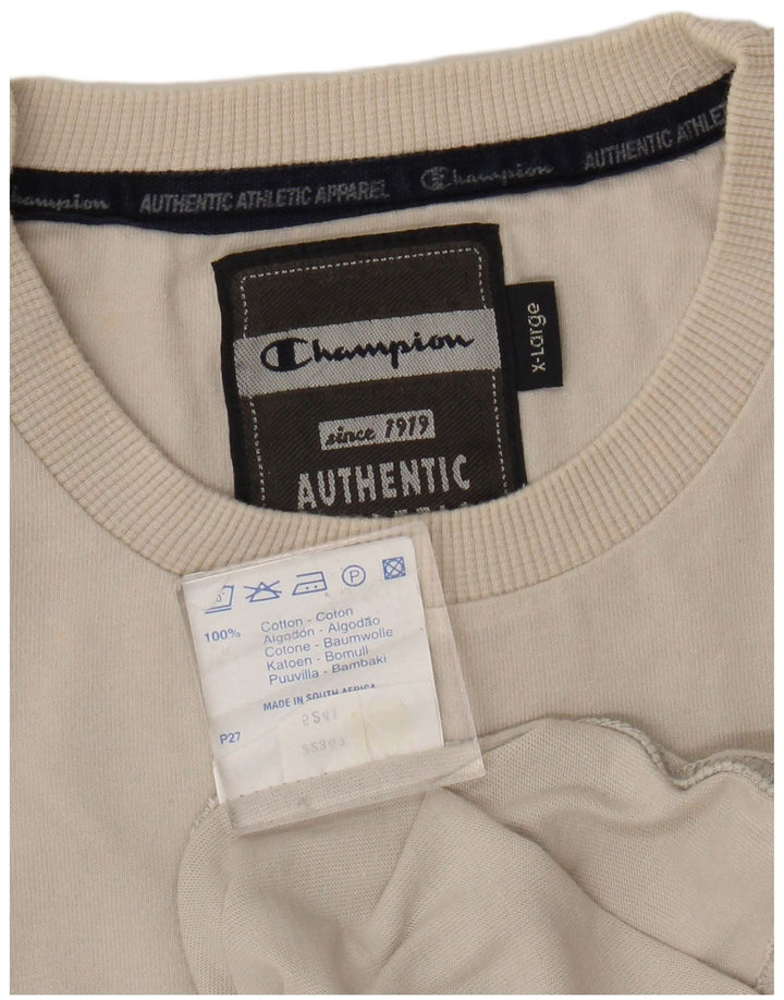 Champion Herre Top Langærmet XL Off White Bomuld