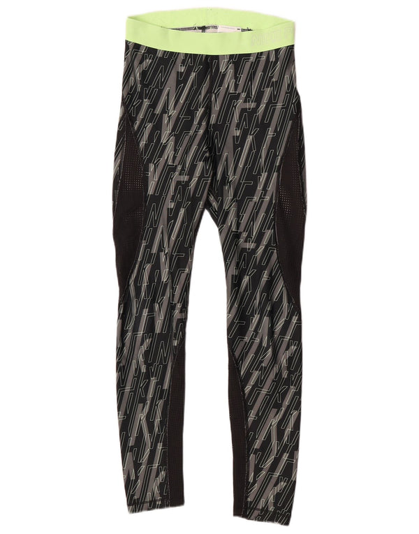 Nike Dame Grafiske Leggings UK 10 Small Black Geometric Polyester Sports
