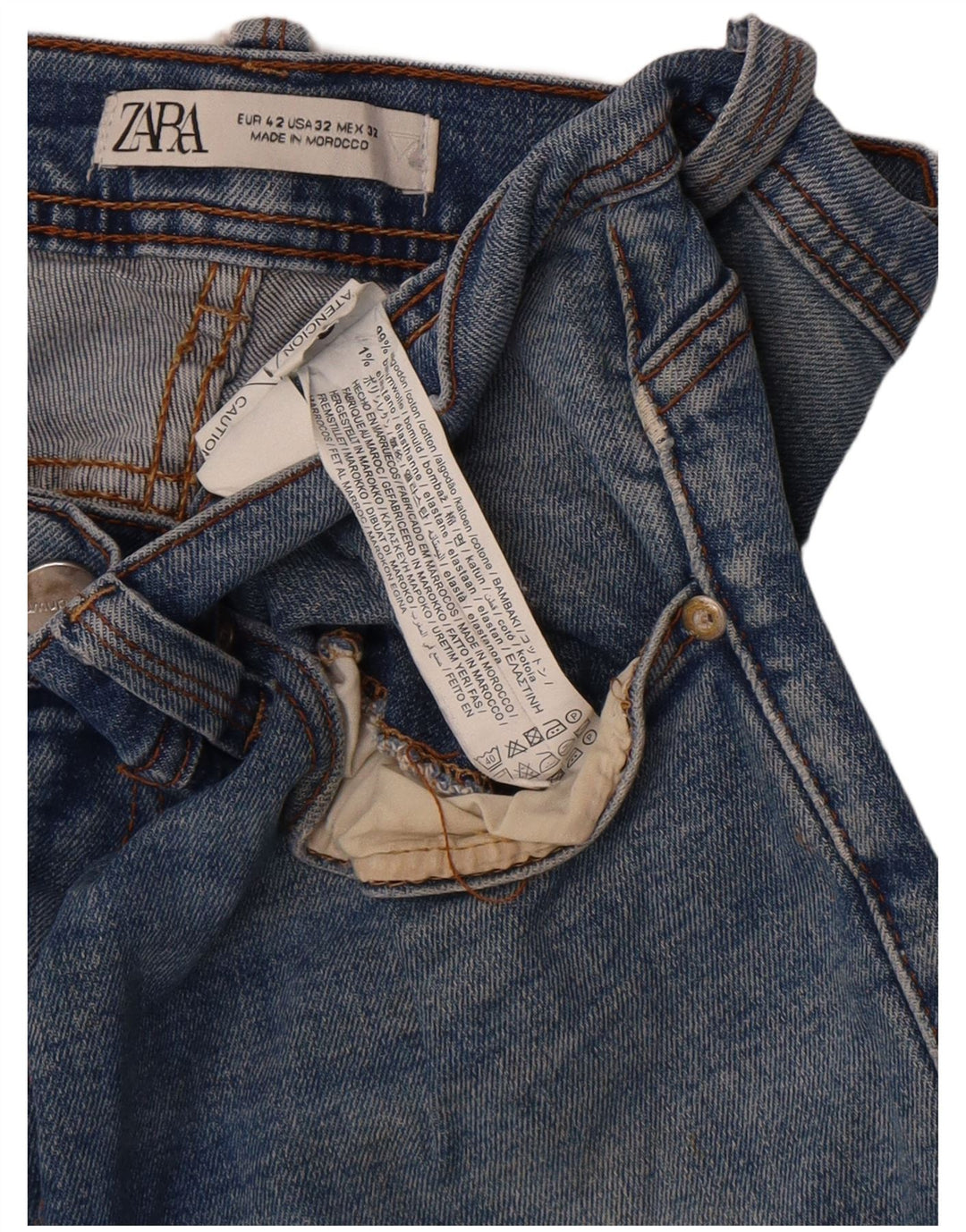Zara Herre Slim Jeans EU 42 Large W32 L32 Blå Bomuld