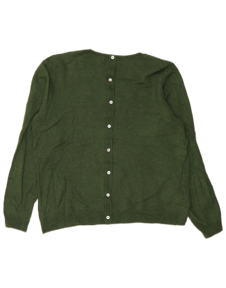 LAURA ASHLEY Dame Boat Neck Jumper Sweater UK 14 Large Green Wool