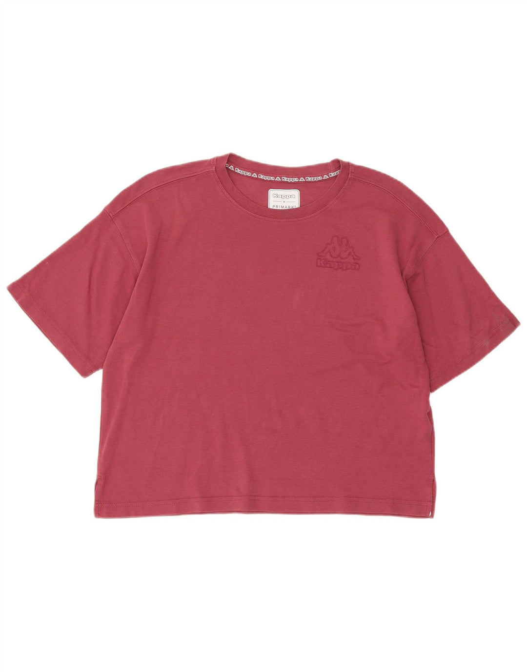 KAPPA Womens Crop Oversized grafisk T-shirt top UK 10 Small Burgundy
