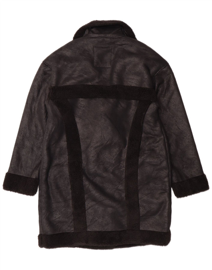 Hollister Sherpa Coat UK 14 Medium Sort Polyester til kvinder