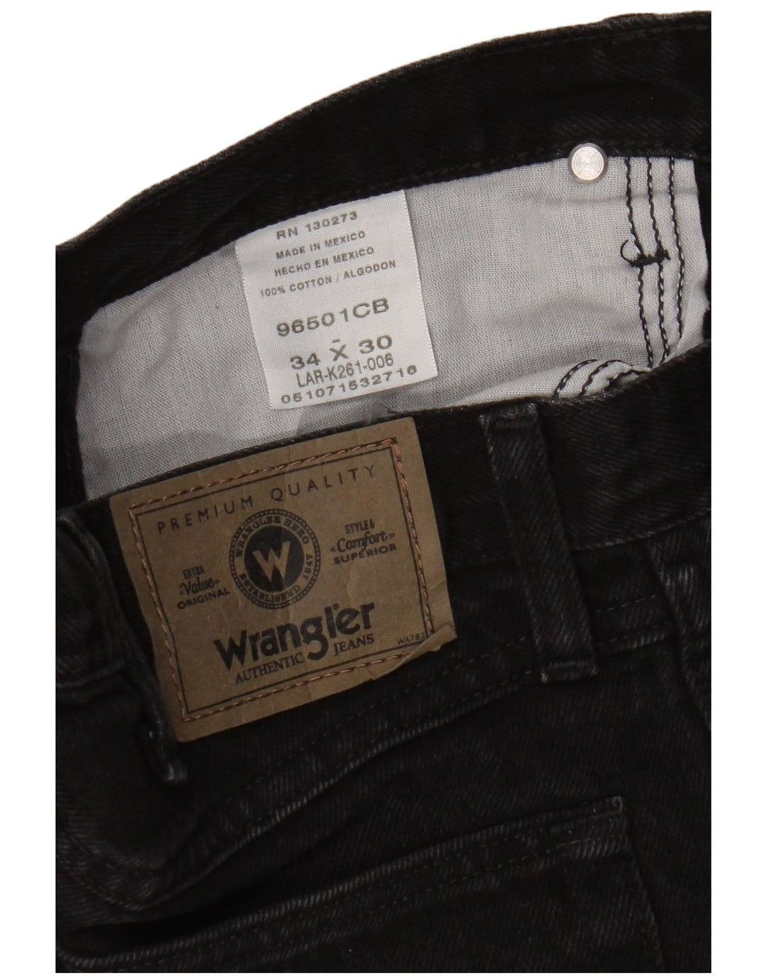Wrangler Straight Jeans til mænd W34 L30 sort bomuld