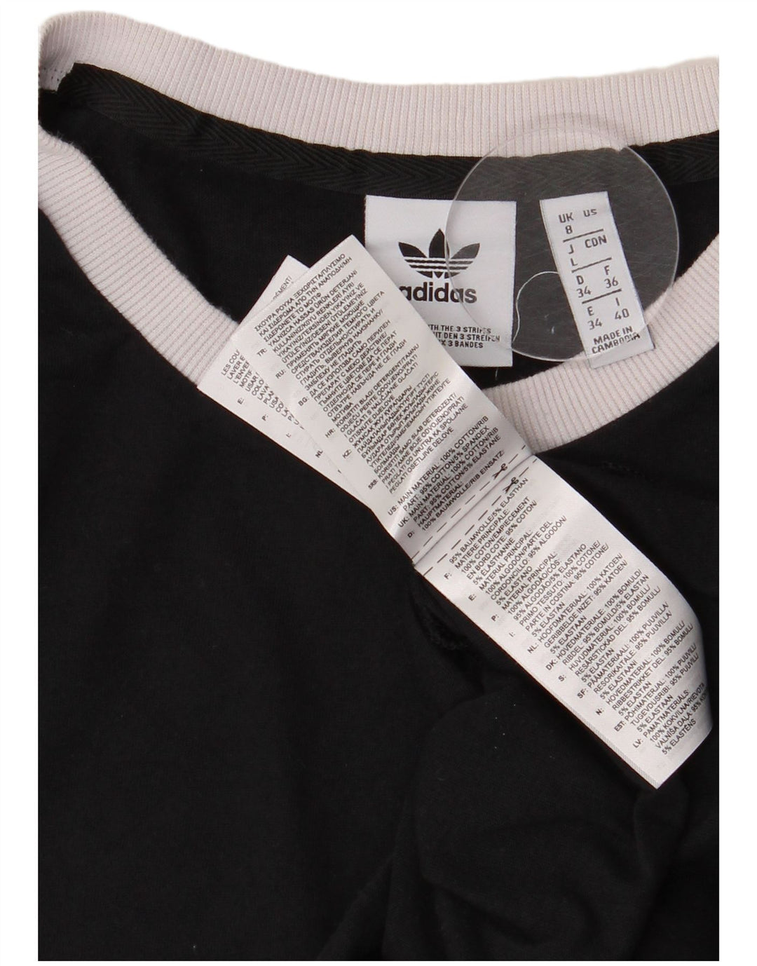 Adidas Dame T-Shirt Top UK 8 Small Black Bomuld