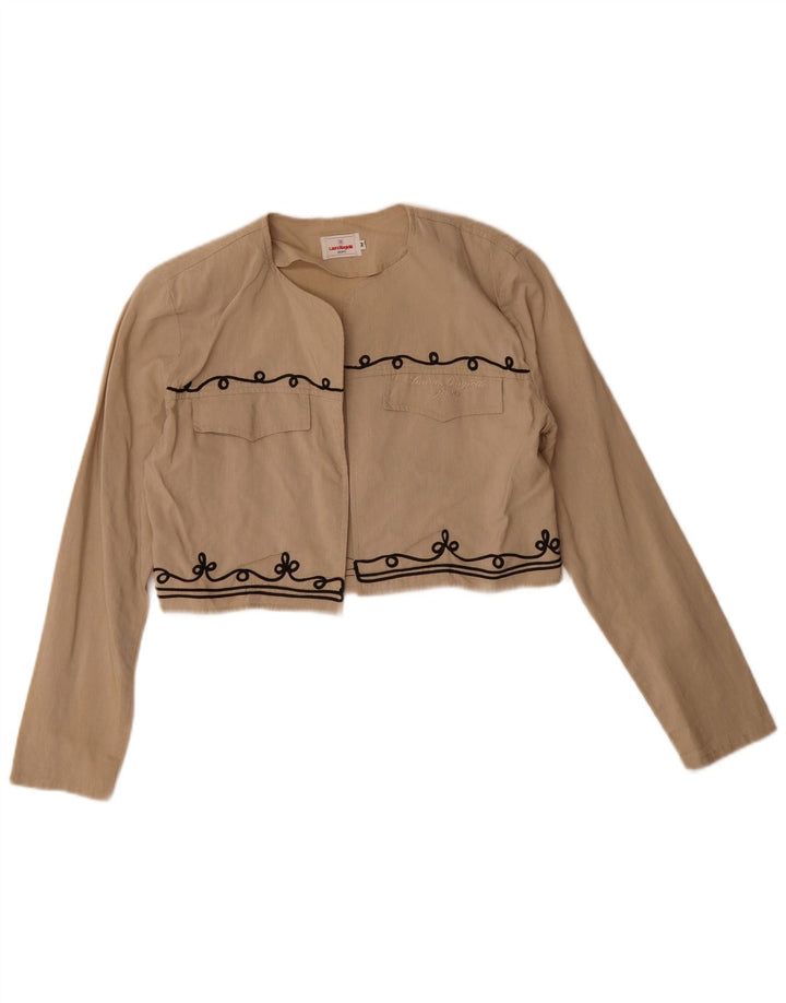 Laura Biagiotti Dame Crop Bolero Jacket UK 12 Medium Beige