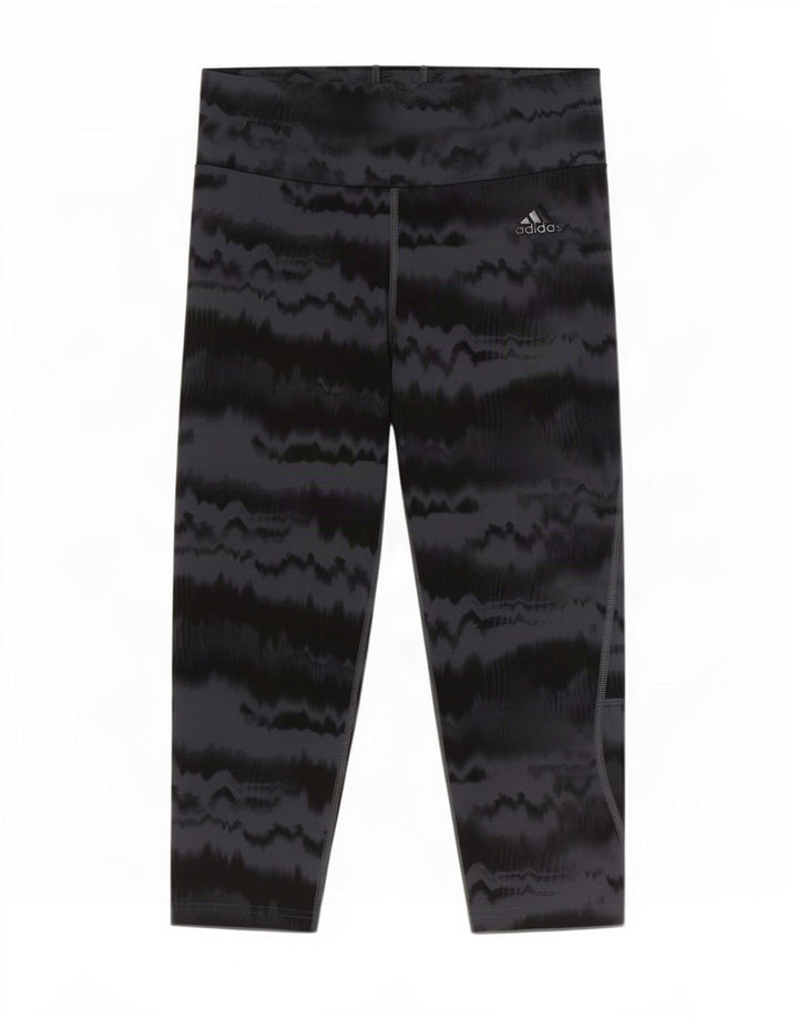 Adidas Dame Capri Leggings UK 8/10 Small Grey Tie Dye Polyester