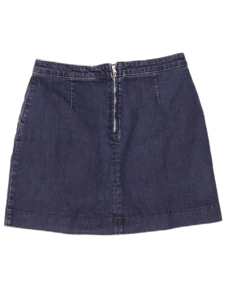 Oasis Dame denimnederdel UK 12 Medium W28 Marineblå Bomuld