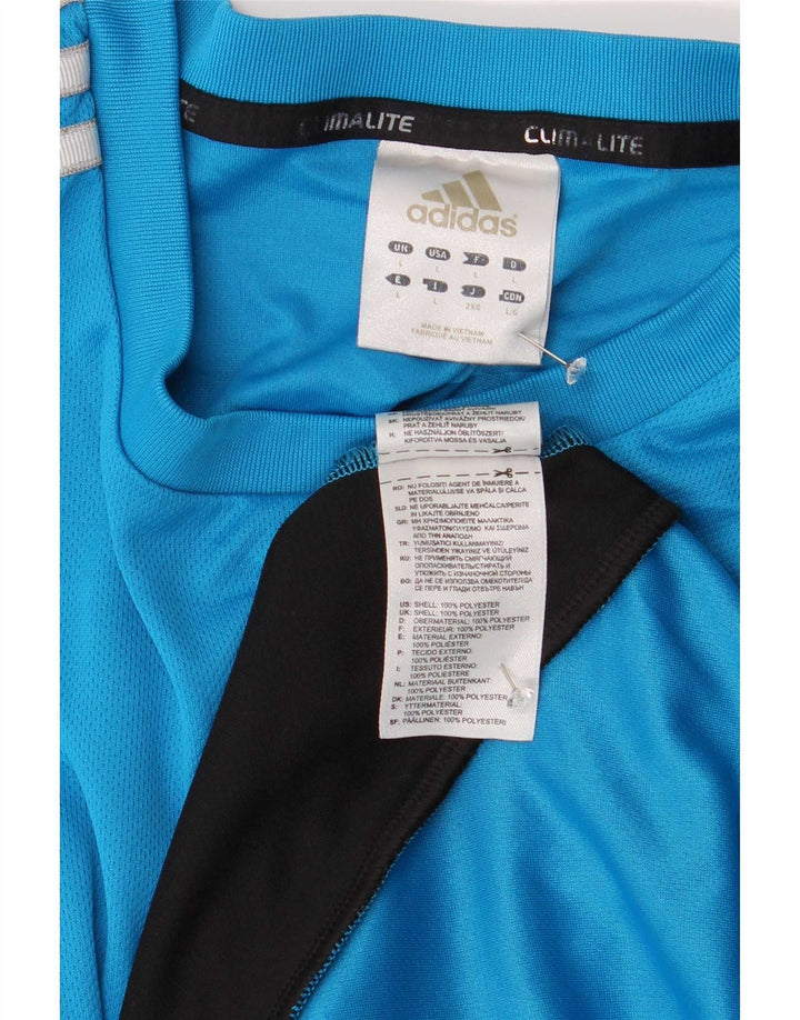 Adidas Herre Climalite T-Shirt Top Stor Blå Colourblock Polyester