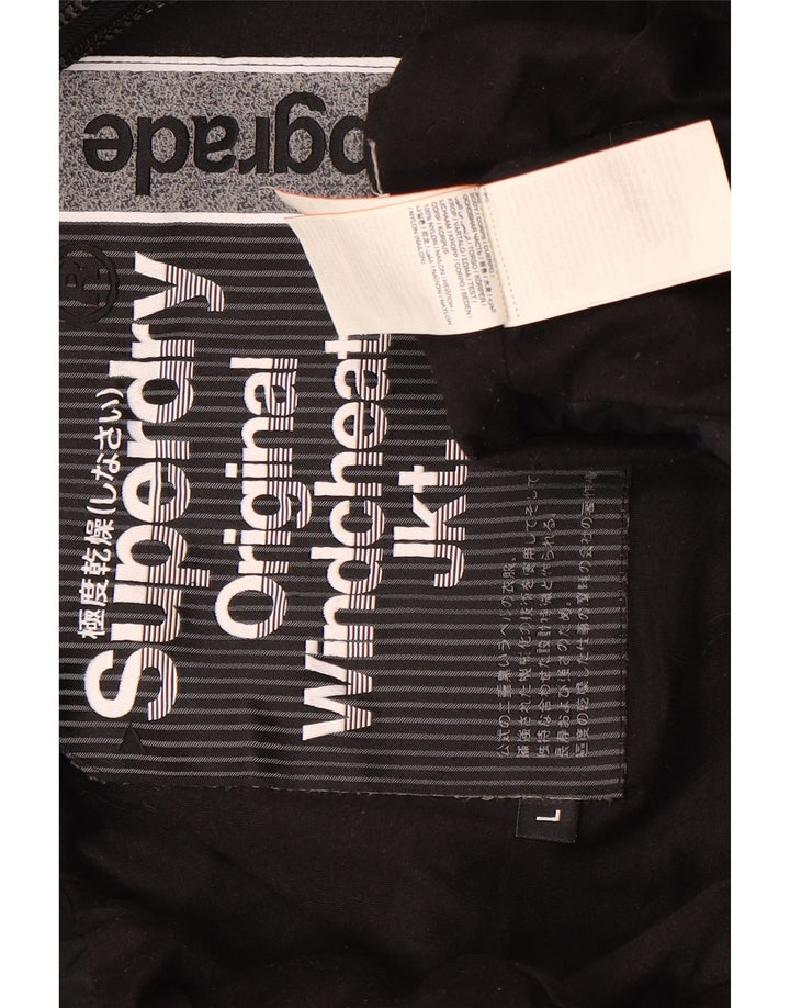 Superdry Herre Windcheater Grafisk Windbreaker Jacket UK 40 Large Black