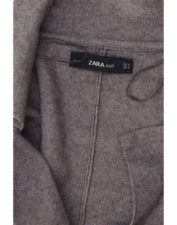 ZARA Womens Poncho Double Breasted Cardigan Sweater UK 14 Medium Grey