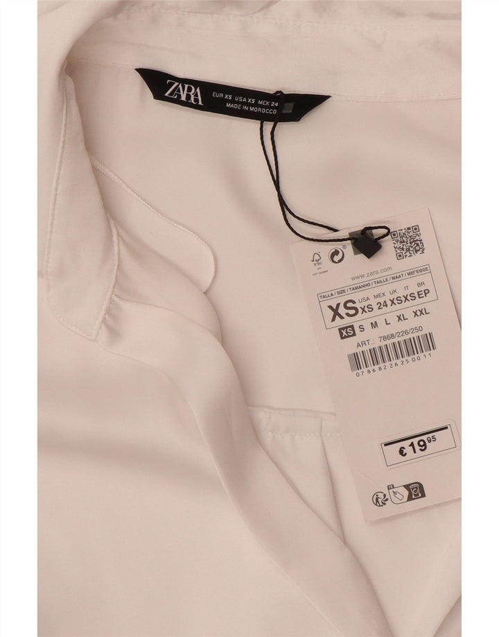 ZARA Oversized skjorte til kvinder UK 6 XS Hvid polyester