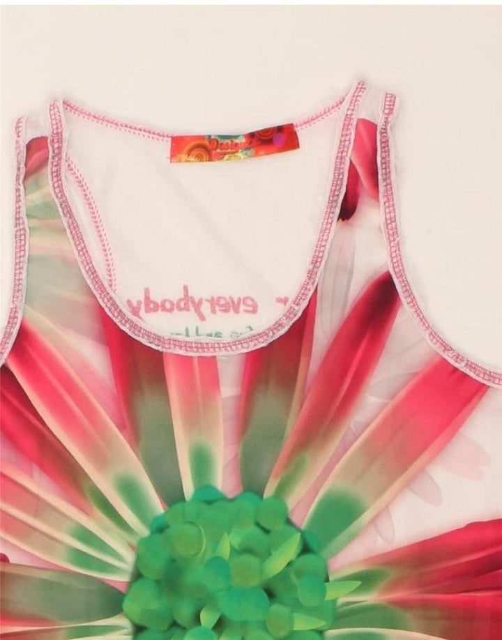 DESIGUAL Womens See Through Vest Top UK 8 Small Multicoloured Floral | Vintage Desigual | Thrift | Second-Hand Desigual | Used Clothing | Messina Hembry 