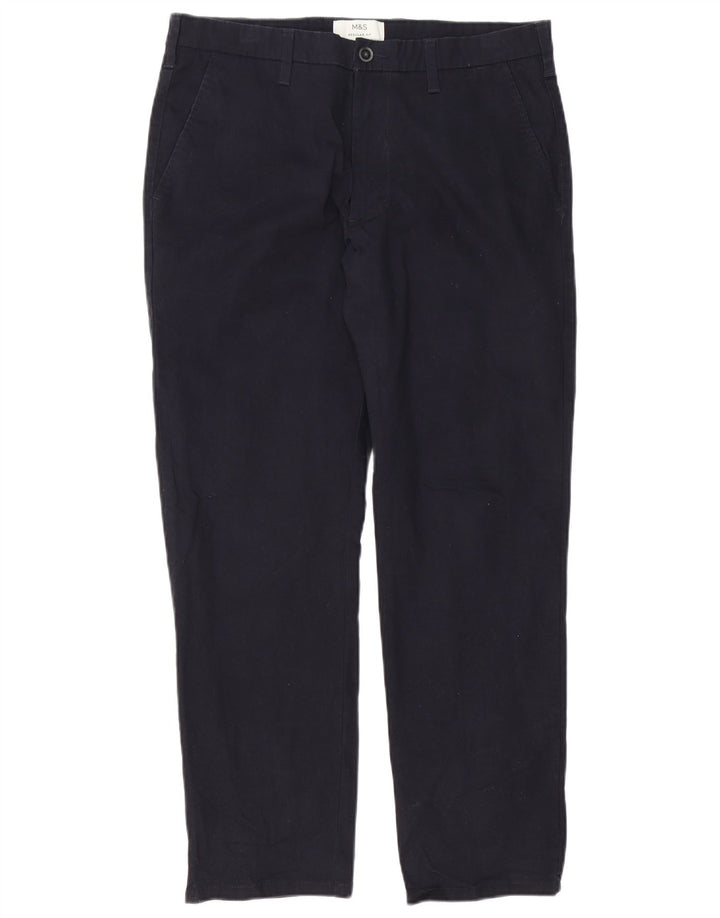 Marks & Spencer Herre Regular Fit Chinobukser W34 L29 Marineblå Bomuld