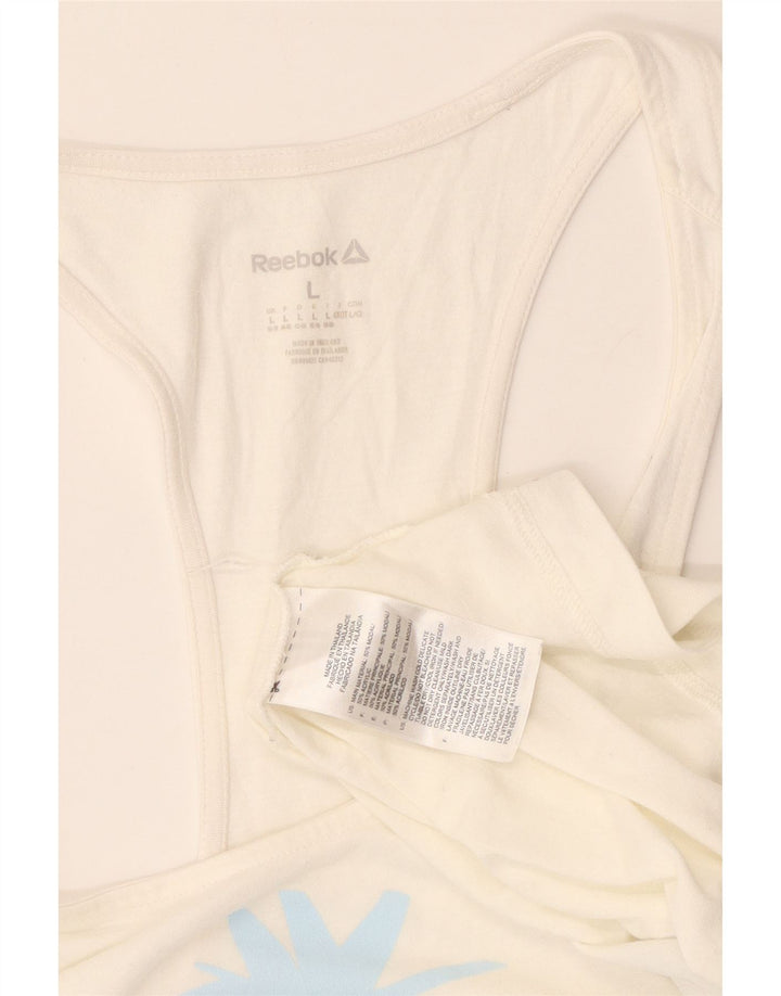 REEBOK Dame Grafisk Vest Top UK 16/18 Large White Modal