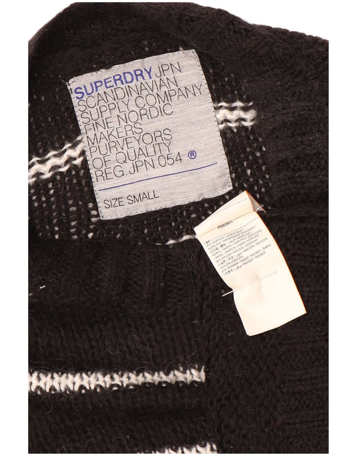 Superdry Sweater med rund hals til kvinder UK 10 Lille sort stribet