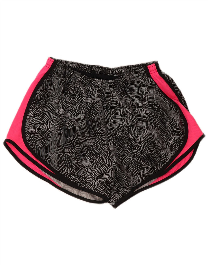 NIKE Dri Fit sportsshorts til kvinder UK 16 Large Black Colourblock Polyester