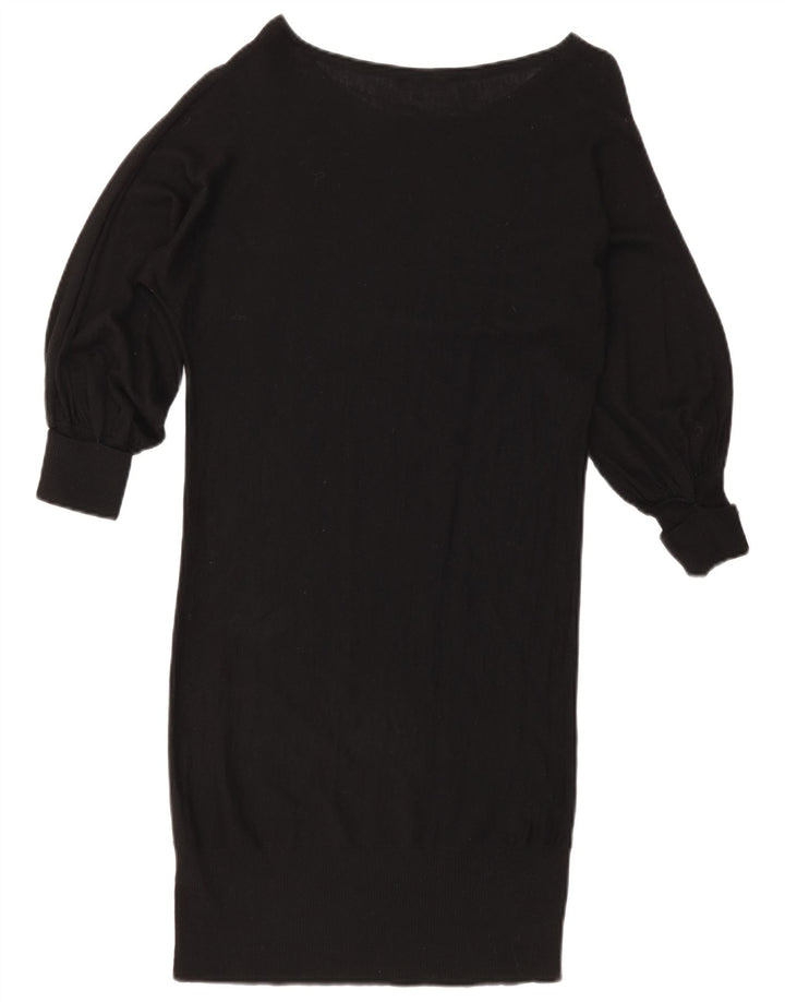 Massimo Dutti Dame Langærmet Jumper Dress UK 10 Small Black Wool