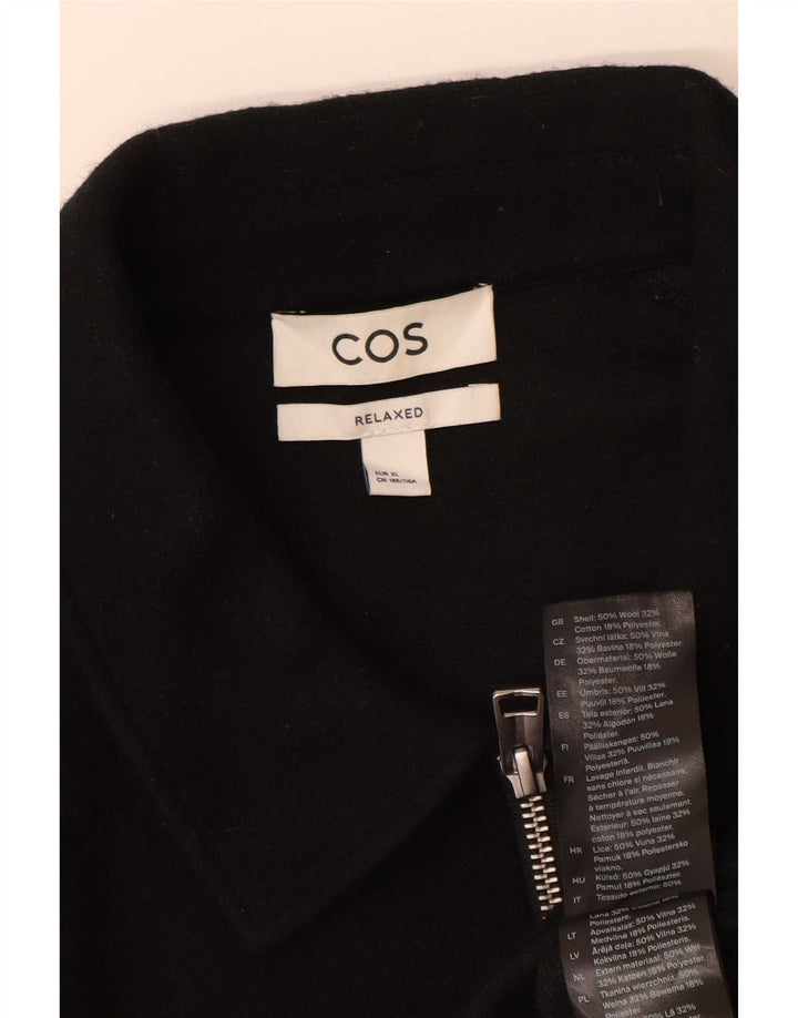 Cos Herre Relaxed Polo Neck Jumper Sweater XL Sort Uld