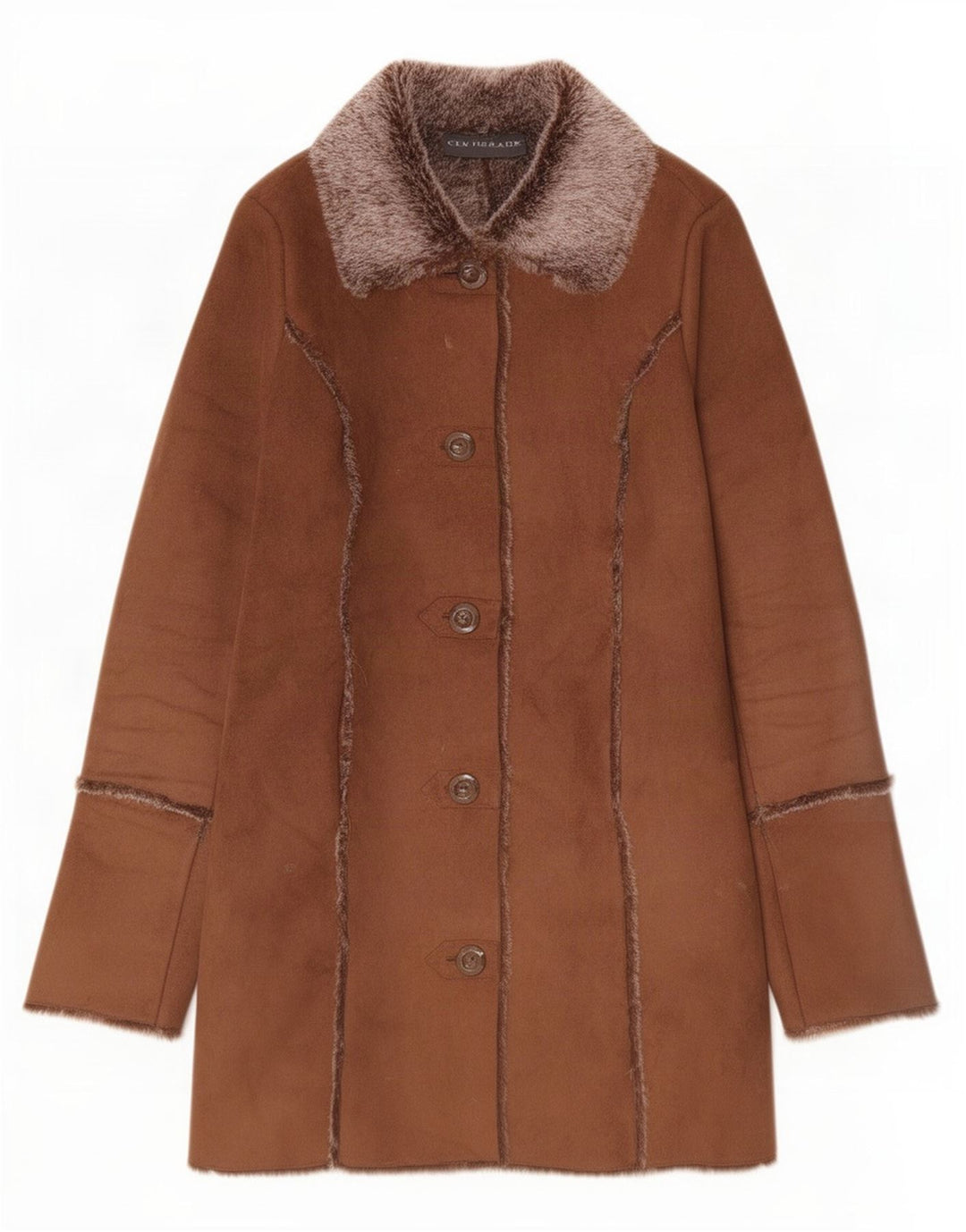 Celsius Dame Oversized Sherpa Overfrakke UK 10 Small Brown Polyester