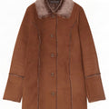 Celsius Dame Oversized Sherpa Overfrakke UK 10 Small Brown Polyester