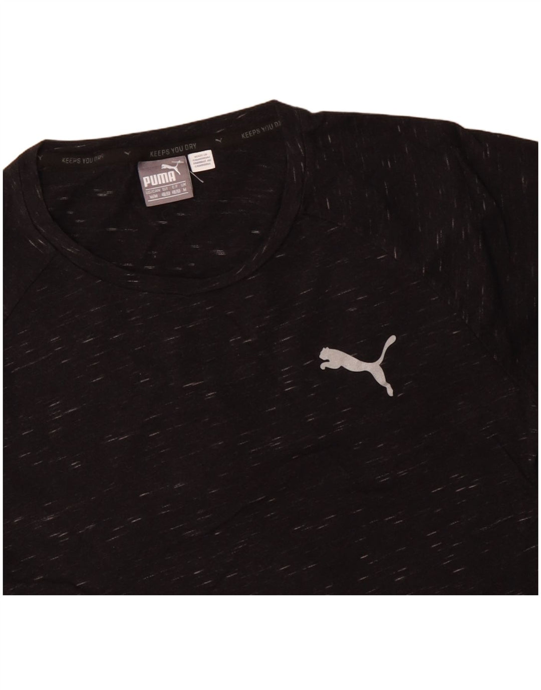 PUMA Herre T-shirt Top Medium Sort Flecked Bomuld