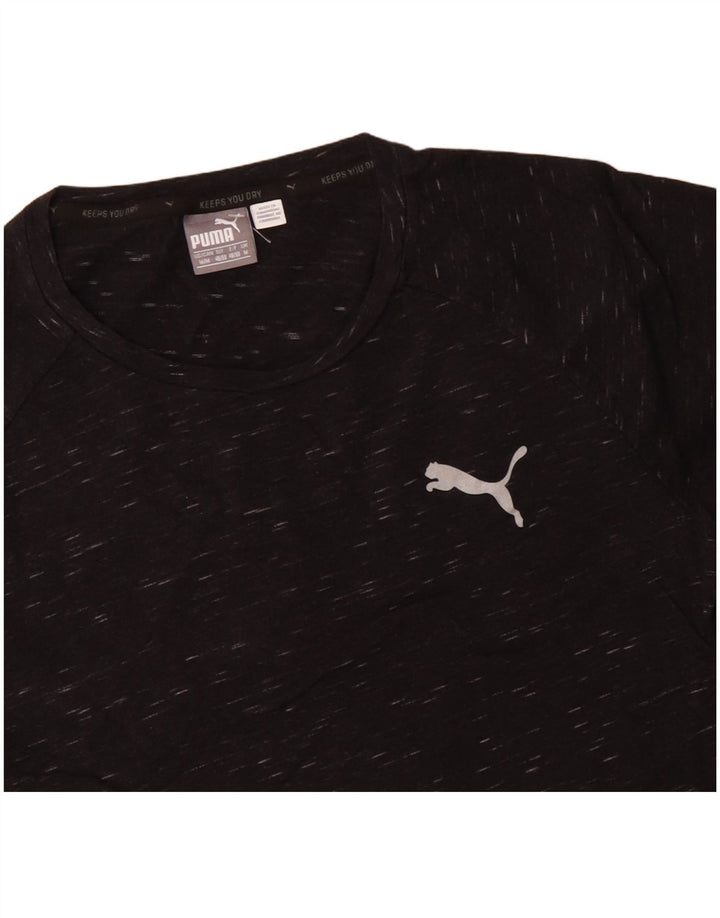 PUMA Herre T-shirt Top Medium Sort Flecked Bomuld