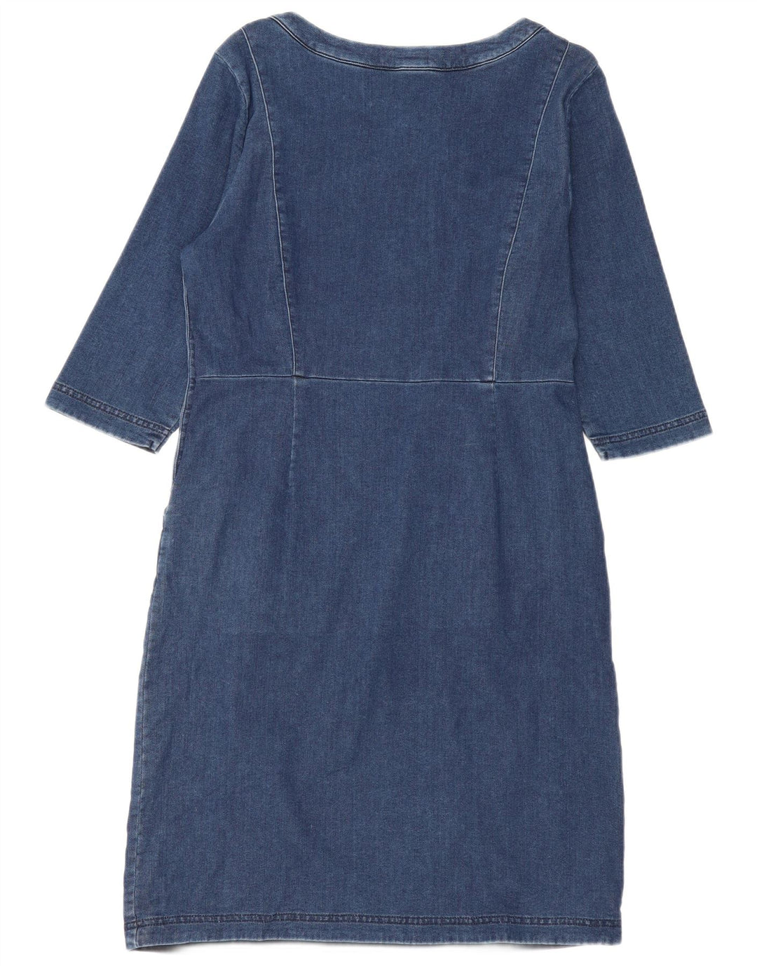 Laura Ashley Dame 3/4-ærmet Basic Dress UK 14 Large Blue Cotton