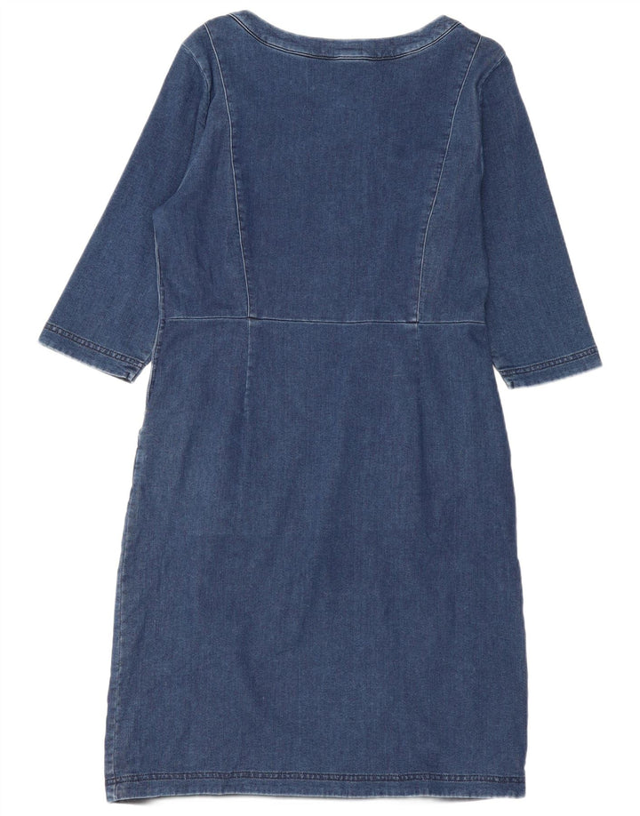 Laura Ashley Dame 3/4-ærmet Basic Dress UK 14 Large Blue Cotton