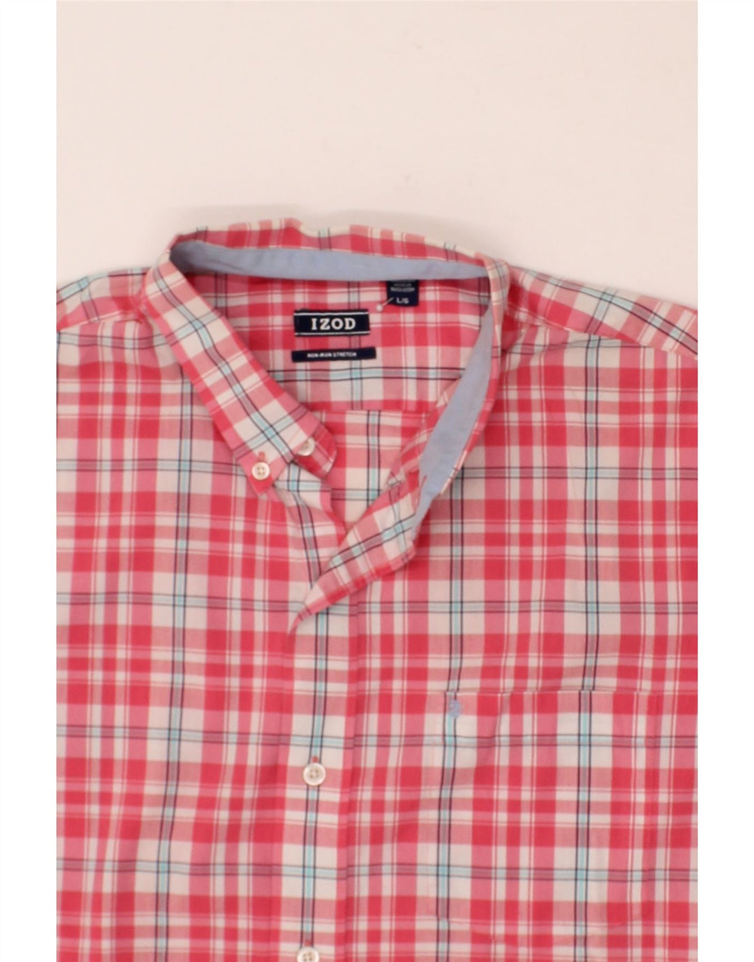 IZOD Mens Short Sleeve Shirt Large Pink Check Cotton Vintage Izod and Second-Hand Izod from Messina Hembry 