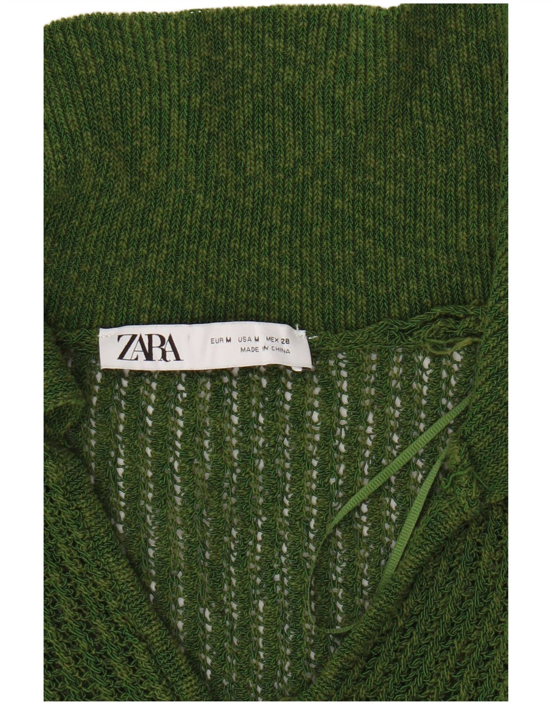 Zara Dame Polo Neck Sweater UK 14 Medium Green Colourblock