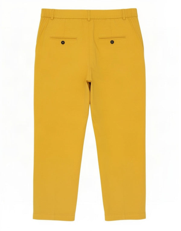 Zara Dame High Waist Pegged Capri Bukser Large W32 L22 Yellow Lyocell