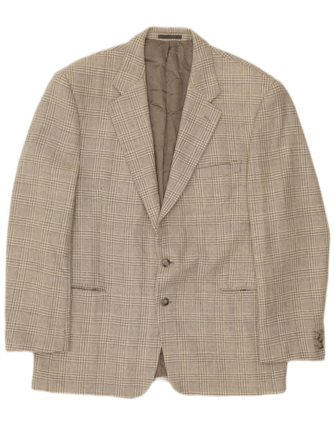 Vintage blazerjakke til mænd med 2 knapper UK 40 Large Grå Houndstooth