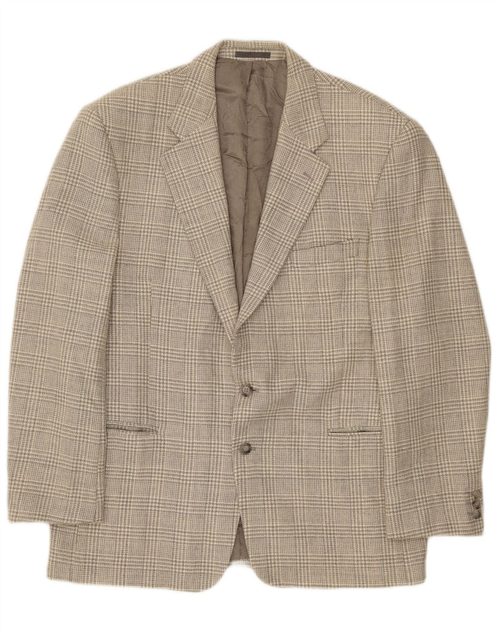 Vintage blazerjakke til mænd med 2 knapper UK 40 Large Grå Houndstooth