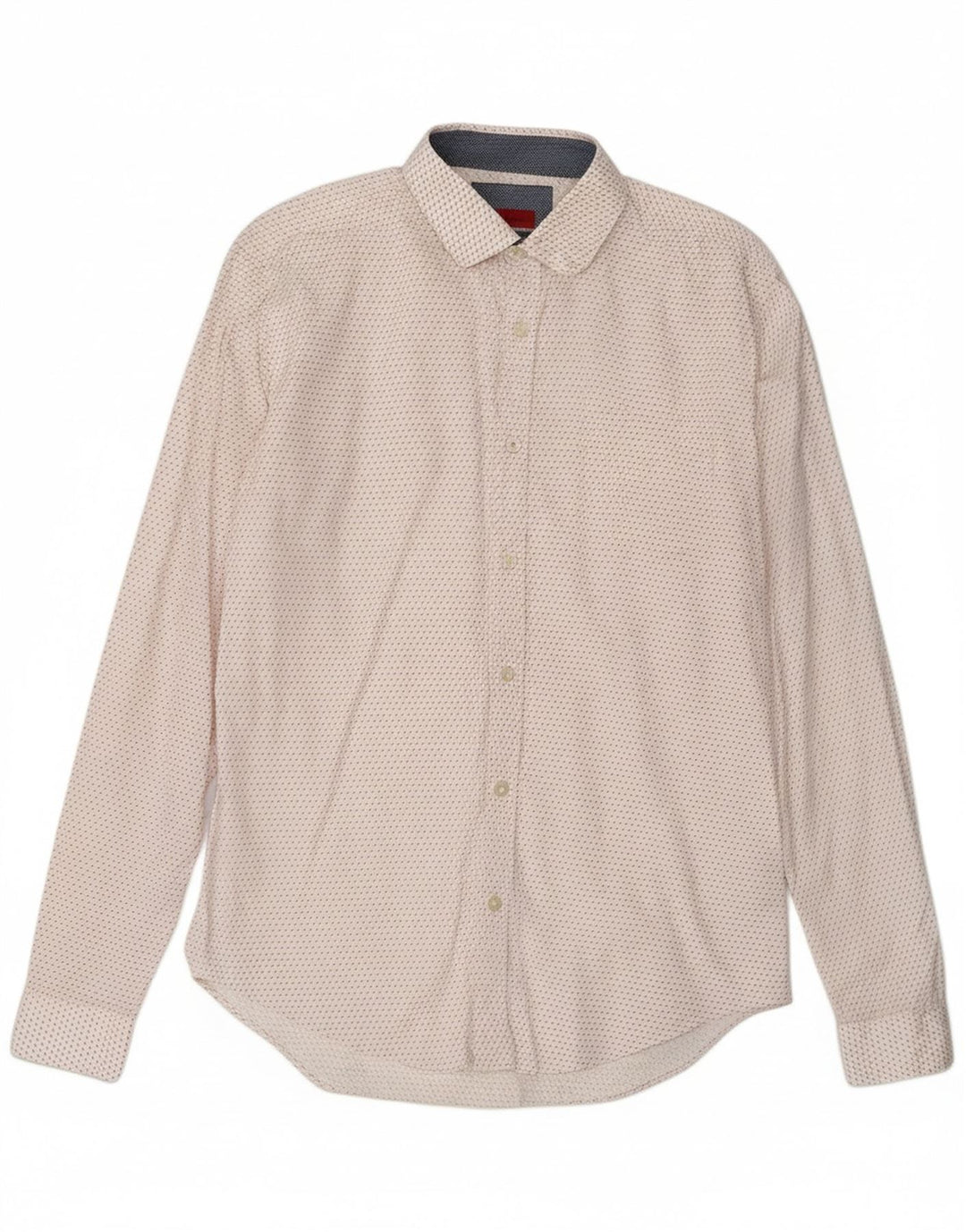 ZARA Mens Slim Fit Shirt Medium White Spotted Cotton