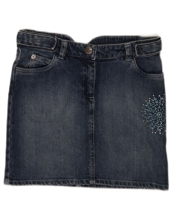 CHRISTIAN DIOR Mini-denimnederdel til piger 9-10 år W25 Blue Floral Bomuld