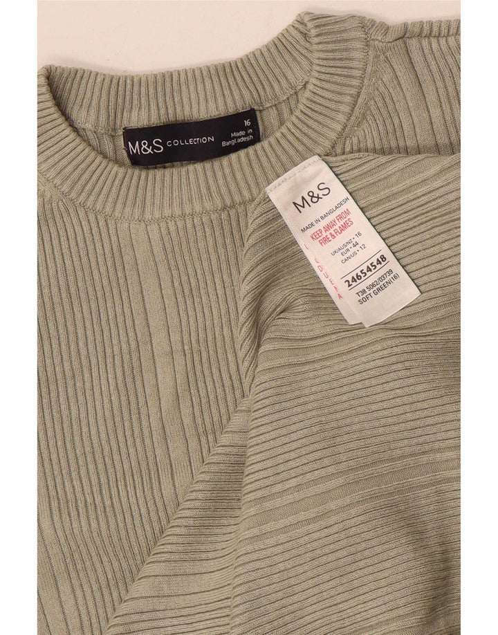Marks & Spencer Dametop Langærmet UK 16 Stor Khaki Viscose